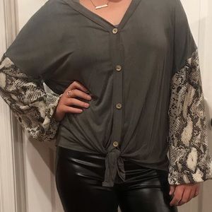 Button-Down Snake Skin Top